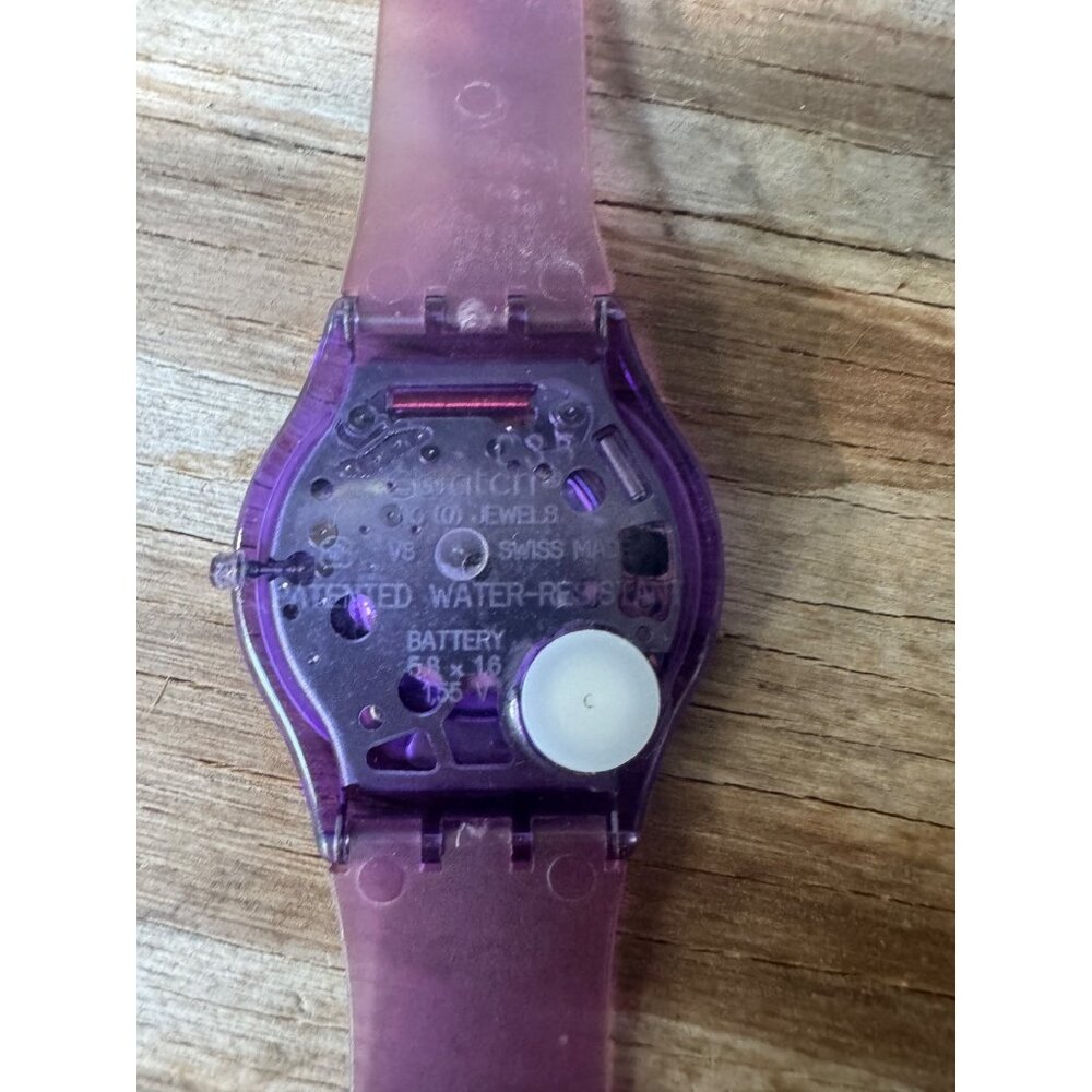 Swatch Watch Purple Jelly SFV101 Unisex Transparent Swiss Skin 200s Quartz 34mm - Picture 7 of 7